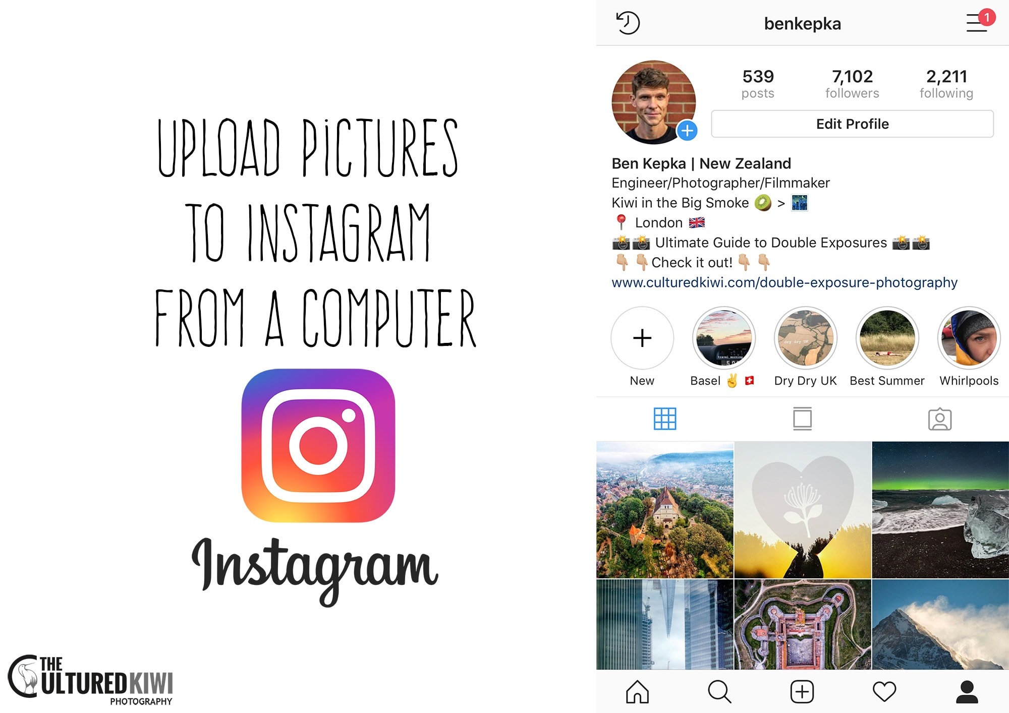 how to upload pictures to instagram from a computer